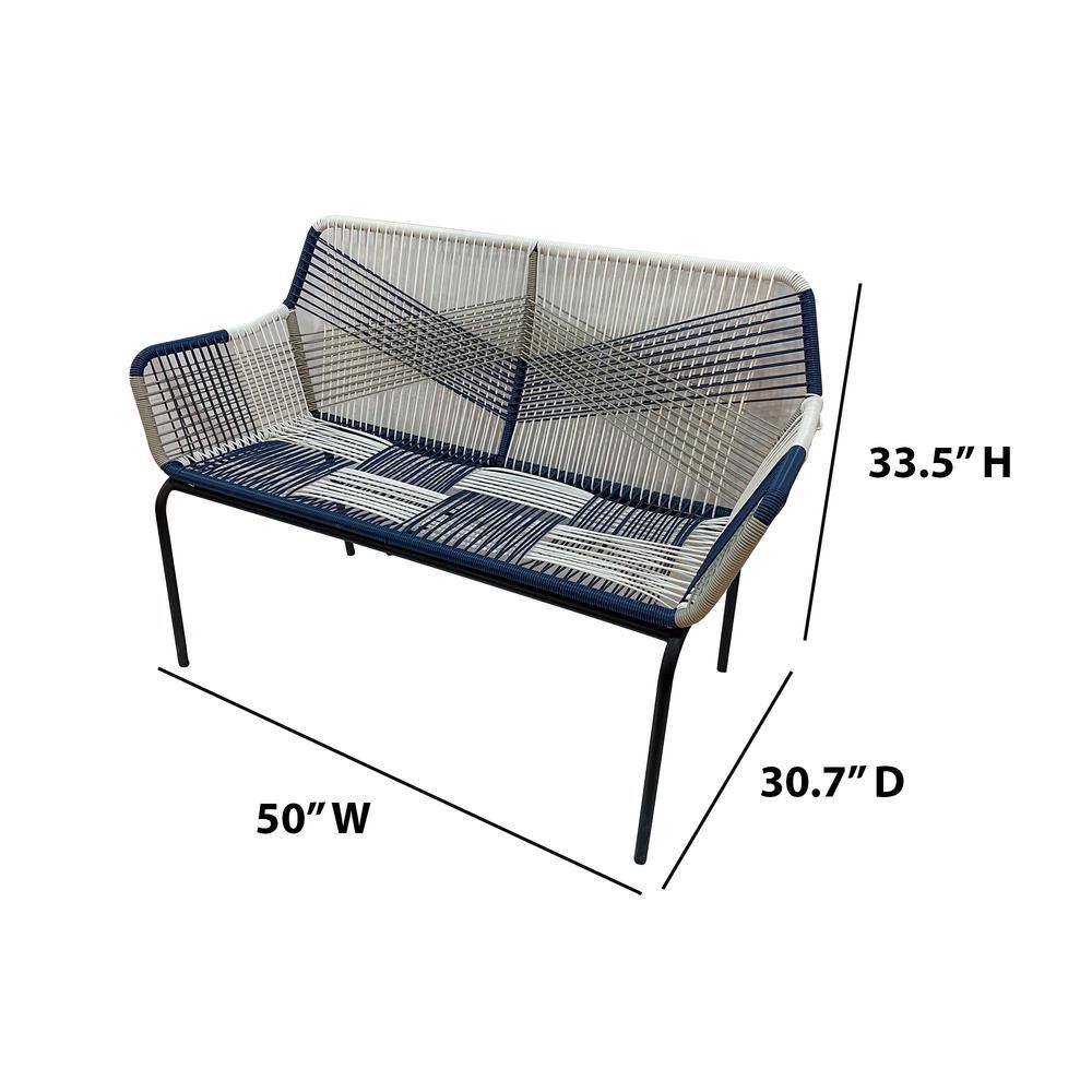 Modern Wicker and Plastic Outdoor Loveseat, 51" Wide