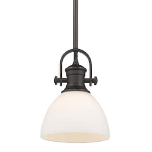 Hines 1-Light Rubbed Bronze Standard Mini Pendant with Glass Shade