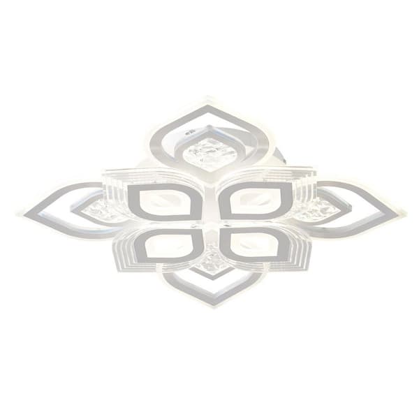 OUKANING 27 in. 1-Light White Modern Selectable LED Semi