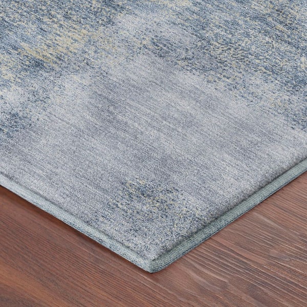 Mayfield Premium Machine Washable Abstract AMF2341 Denim 9 ft. x 12 ft. Area Rug