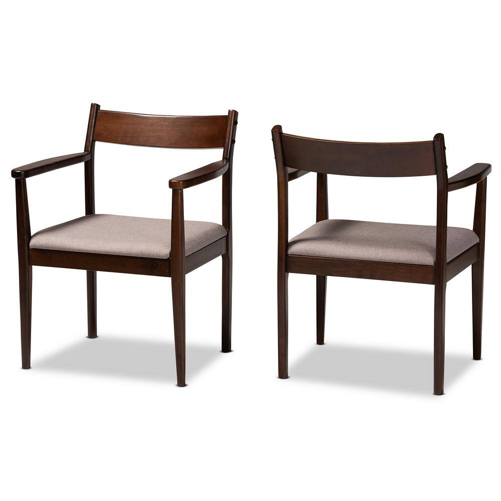 Baxton Studio Coretta Warm Grey and Dark Brown Dining Side Chair