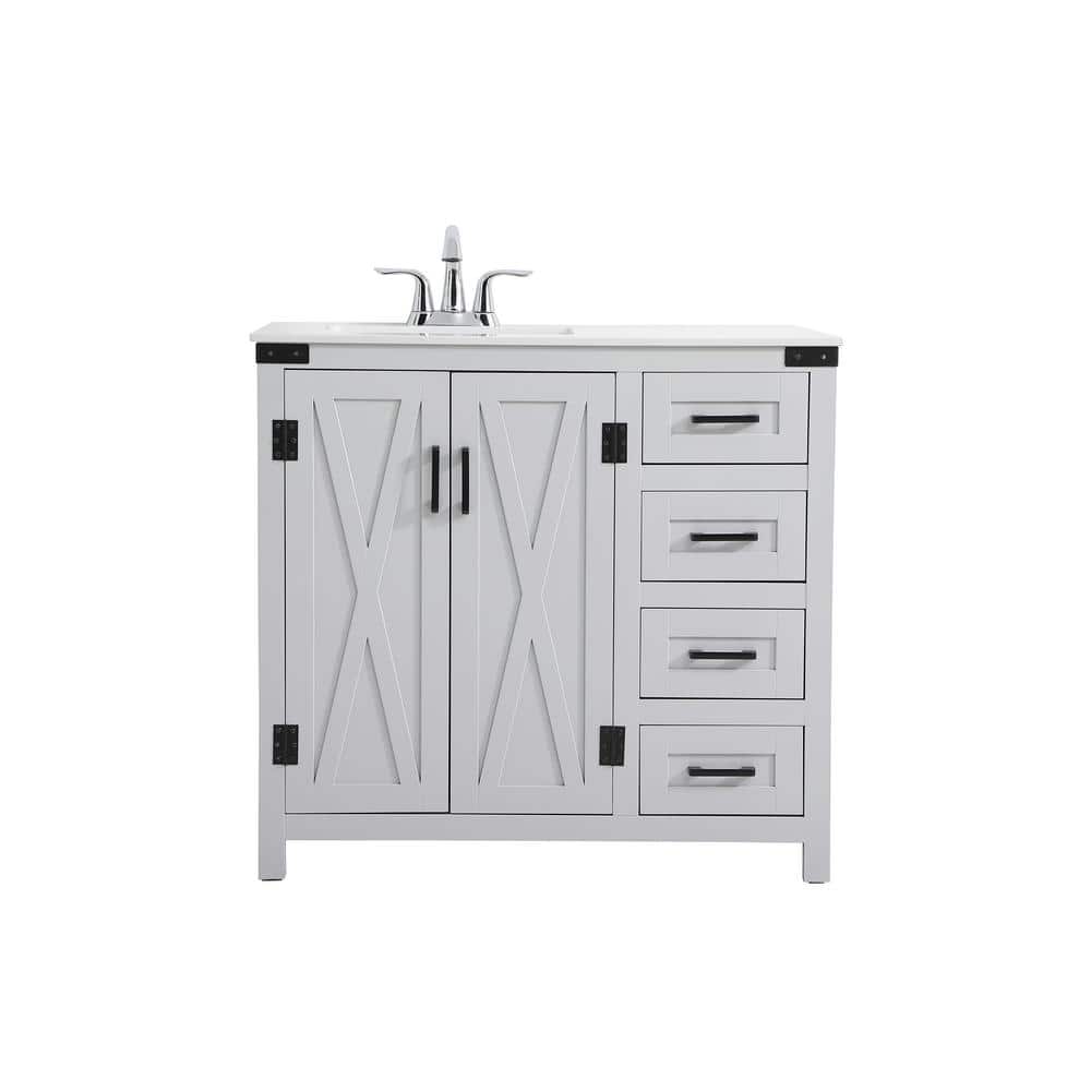 Simply Living 36 in. W x 19 in. D x 34 in. H Bath Vanity in Grey with Ivory