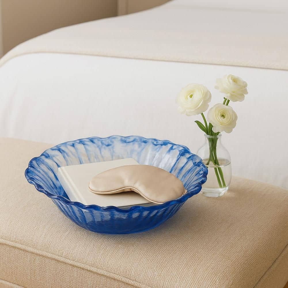 Blue Round Glass 14 in. Decorative Ombre Bowl price history on PriceWatchPro