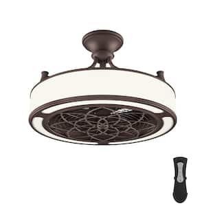 Windara 22 in. LED Indoor/Covered Outdoor Bronze Ceiling Fan with Light Kit and Remote Control