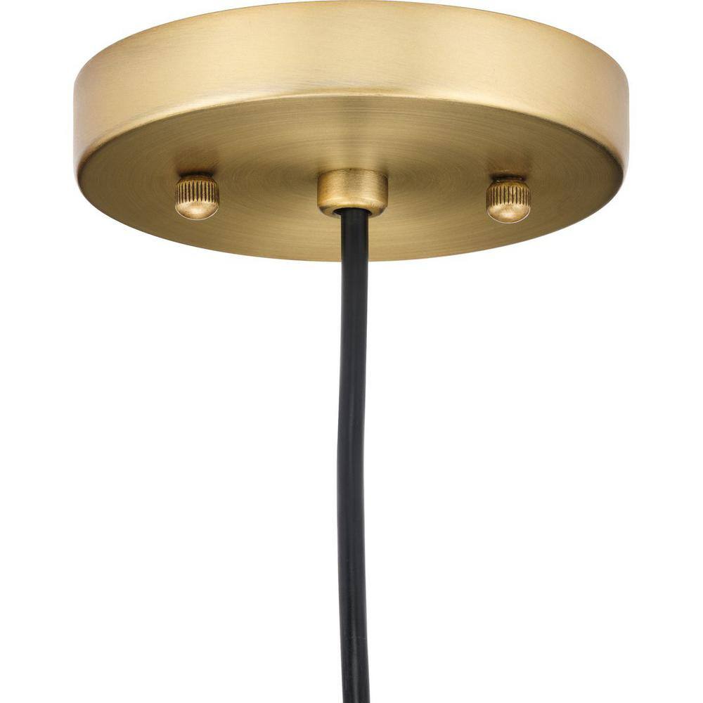 Hinton Vintage Brass Pendant Light with Seeded Glass Shade