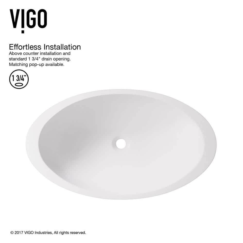 Wisteria 23" White Stone Oval Vessel Sink with Faucet