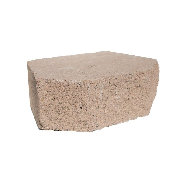 Unbranded 4 in. H x 12 in. W x 8 in. D Tan Concrete Retaining Wall Block