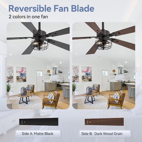 Craig 48 in. Indoor Black Ceiling Fans with Light Kit and Remote Control Included Ceiling Fans