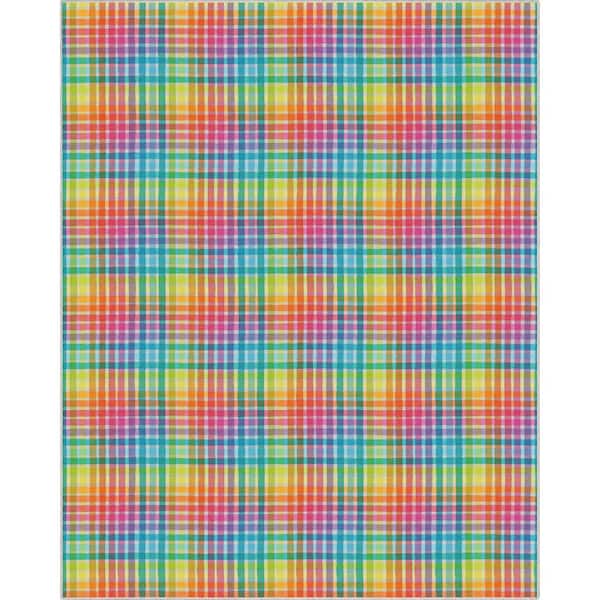 Well Woven Crayola Plaid Multicolor 7 ft. 10 in. x 9 ft. 10 in. Area Rug