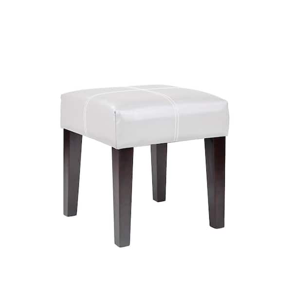 CorLiving Antonio 16" Square Bench in White Bonded Leather