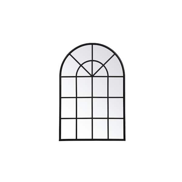 Unbranded Timeless Home 28 in. W x 41.5 in. H x Midcentury Modern Windowpane Metal Window Black Mirror
