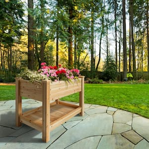 Heirloom 2 ft. x 4 ft. Cedar Elevated Garden Planter with Shelf (Tool Free)