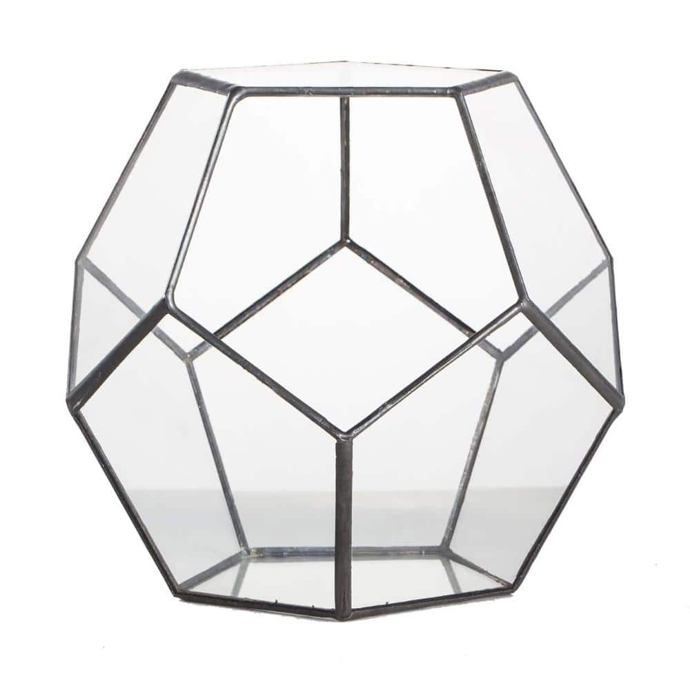 "6.8"" Geometric Glass Terrarium Planter, Black Open Mini Succulent Cactus Pot, Tabletop Home Decor, No Door & No Plants" price history on PriceWatchPro