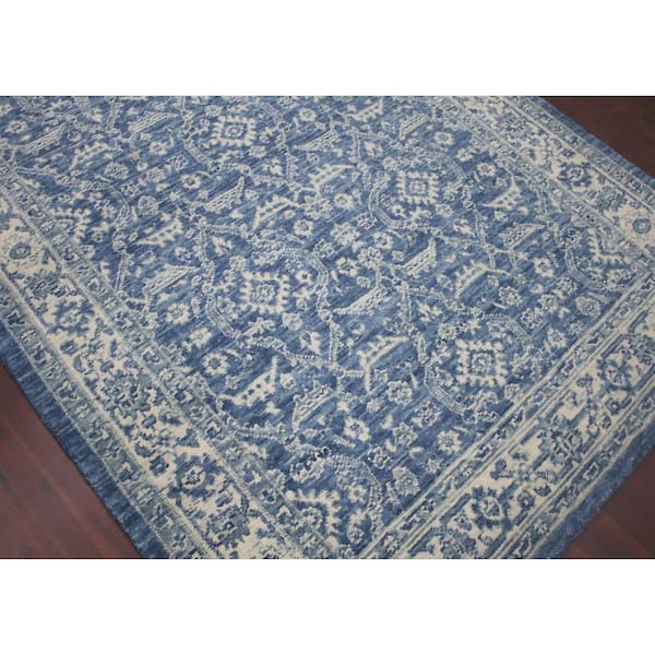Inara 4 ft. X 6 ft. Blue Oriental, Border Area Rug