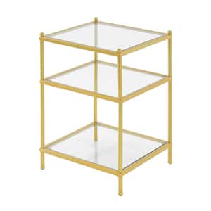 Royal Crest 24.50 in. Clear Glass & Gold End Table