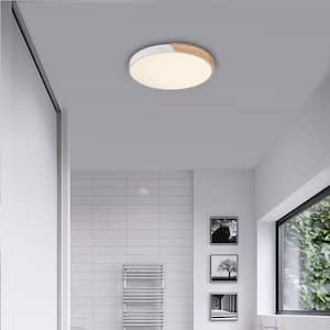 15.74 in. 1-Light White LED Flush Mount Ceiling Light with Acrylic Shade