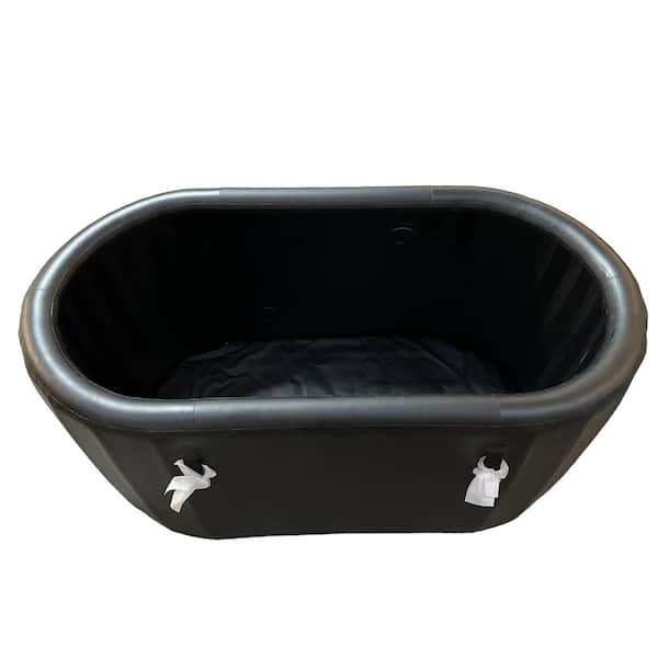 A&E 74 Gal. Cold Plunge 1-Person 0-Jet Oval Inflatable PVC Insulated Tub, Cover and Inflator