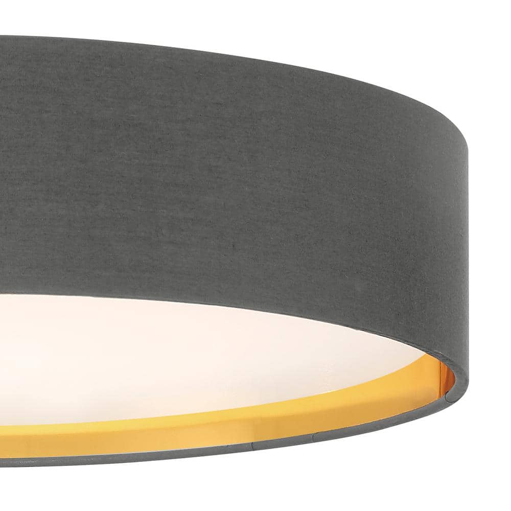 Stacy 16" Gray and Gold Round LED Flush Mount Light