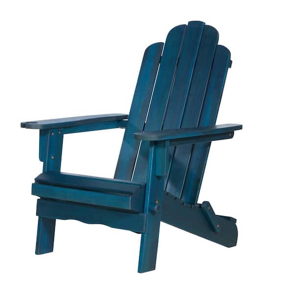 Navy Blue Outdoor Patio Wood Adirondack Chair