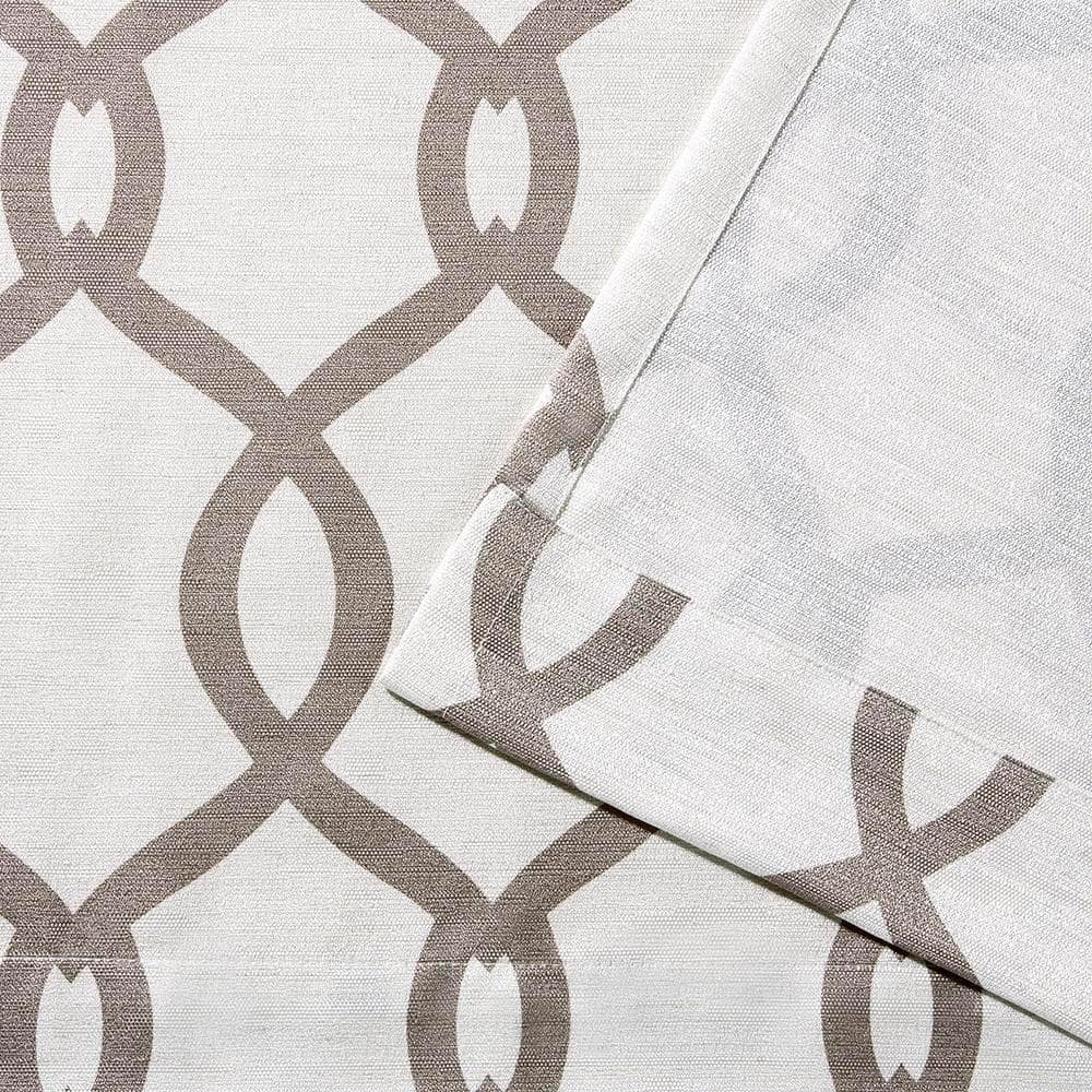 Tan and Mecca Orange Geometric Grommet Top Window Curtain Panel