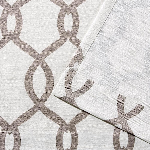 Kochi Natural Ogee Light Filtering Grommet Top Curtain, 54 in. W x 84 in. L (Set of 2)