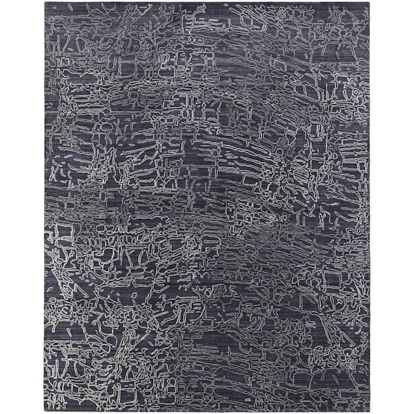 HomeRoots 8 ft. x 10 ft. Black, Gray, Ivory Abstract Area Rug