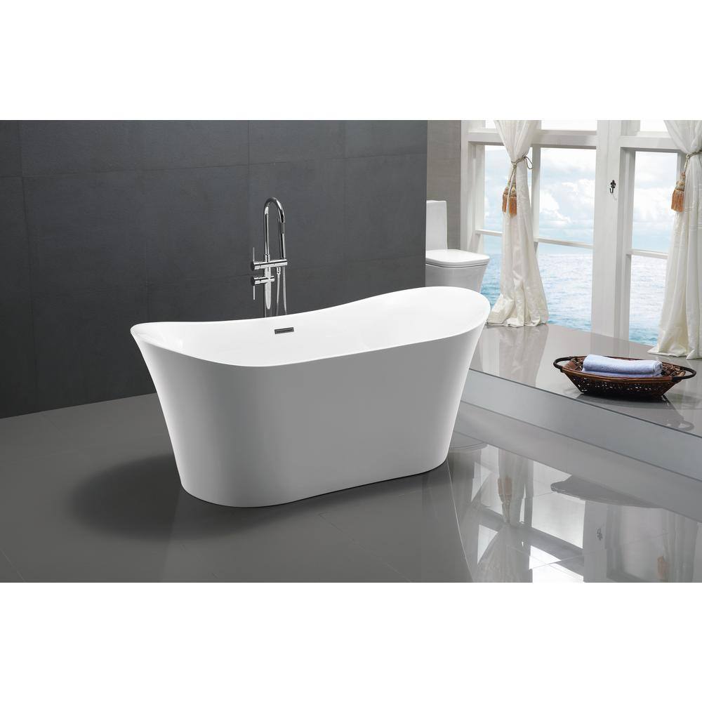 67'' White Freestanding Acrylic Soaking Bathtub