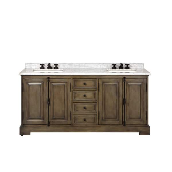 Home Decorators Collection Clinton 72, 72 Inch Vanity Top Double Sink Wood