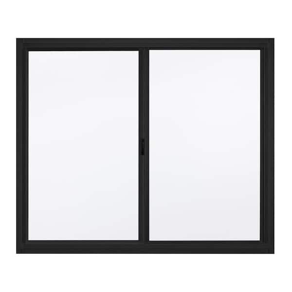 JELD-WEN 59.5 in. x 47.5 in. A-200 Series Bronze Painted Aluminum Left-Handed Sliding Window with Fiberglass Mesh Screen