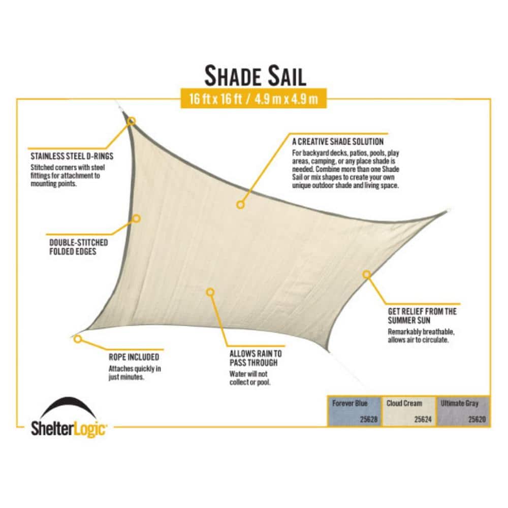 16 ft. Blue Square UV-Resistant Shade Sail