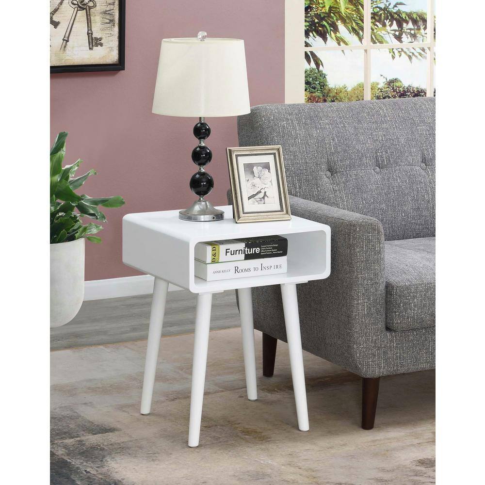 White Poplar Wood End Table with Open Cubby