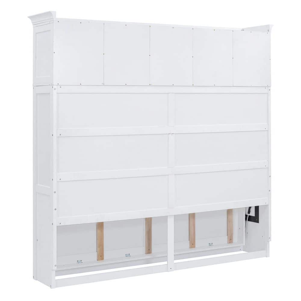 Gray Wood Frame Queen Size Murphy Bed with 5 Top Storage Cabinets - thumbnail 3
