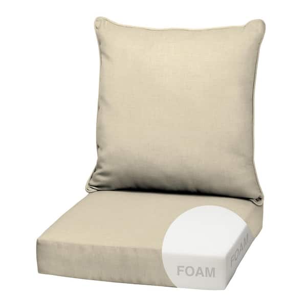 22 in. x 24 in. 2-Piece Foam Deep Seating Outdoor Lounge Chair Cushion in Tan Leala