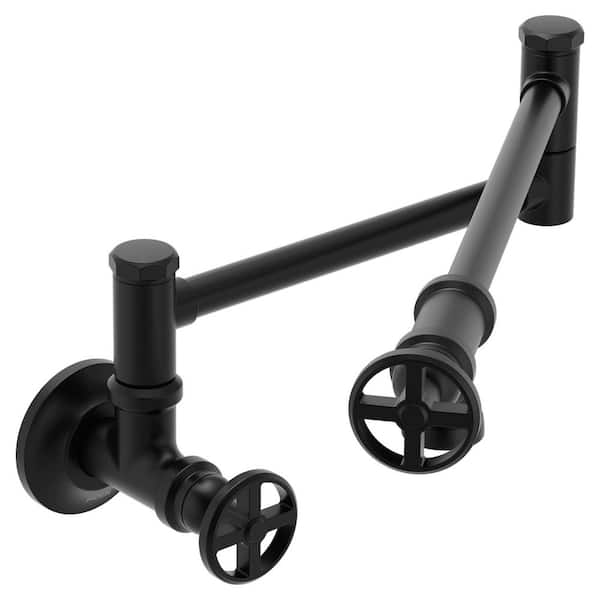 Paterson Traditional Wall Mount Pot Filler Kitchen Faucet in Matte Black