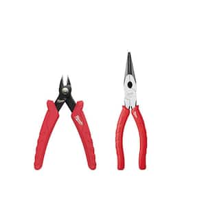 4.75 in. Mini Flush Cutting Pliers and 8 in. Long Nose Pliers (2-Piece)