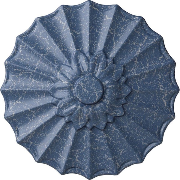 Ekena Millwork 9 in. x 1-3/8 in. Shakuras Urethane Ceiling Medallion (Fits Canopies upto 1-3/8 in.), Americana Crackle