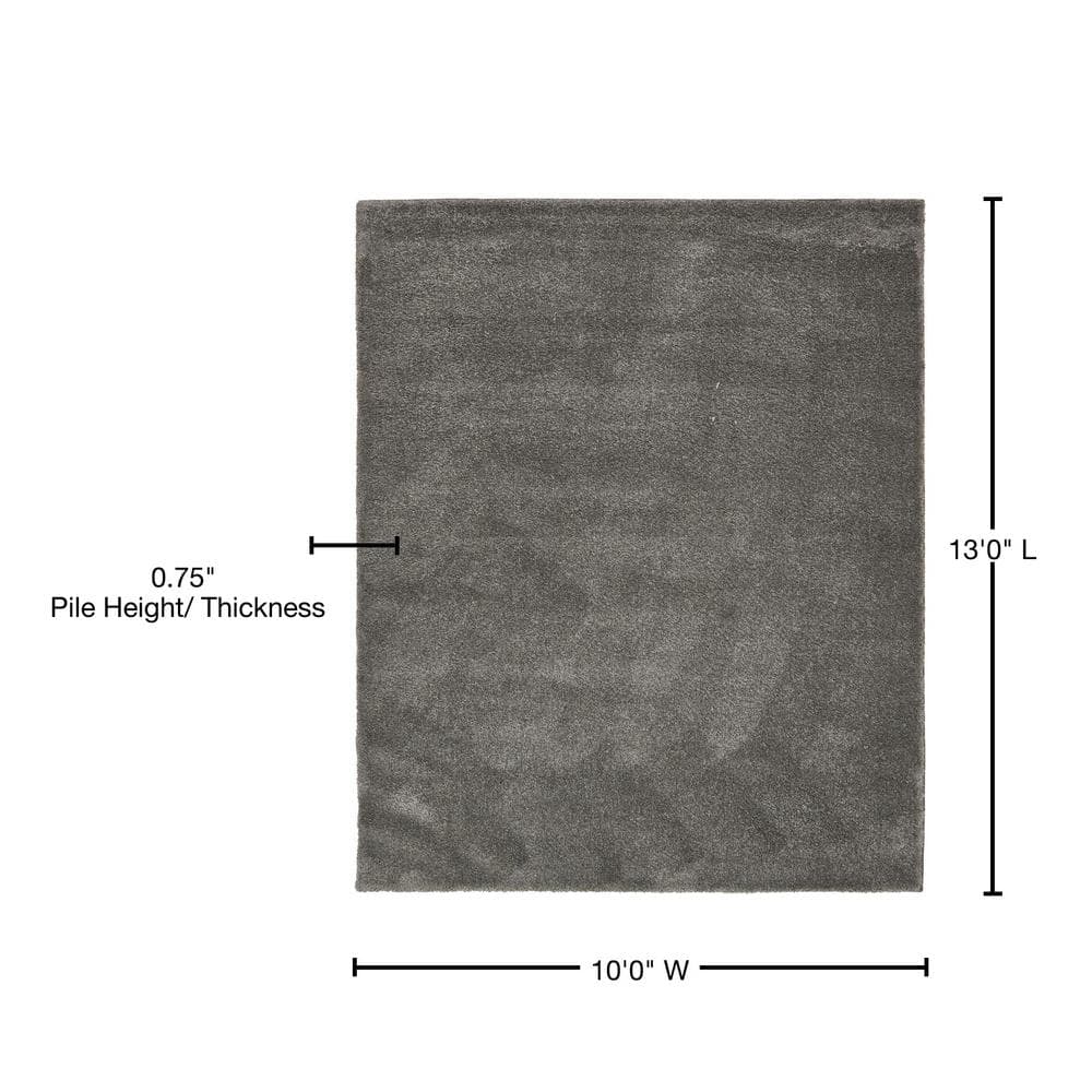 Sleek Gray Rectangular Easy-Care Synthetic Rug - 10' x 13'