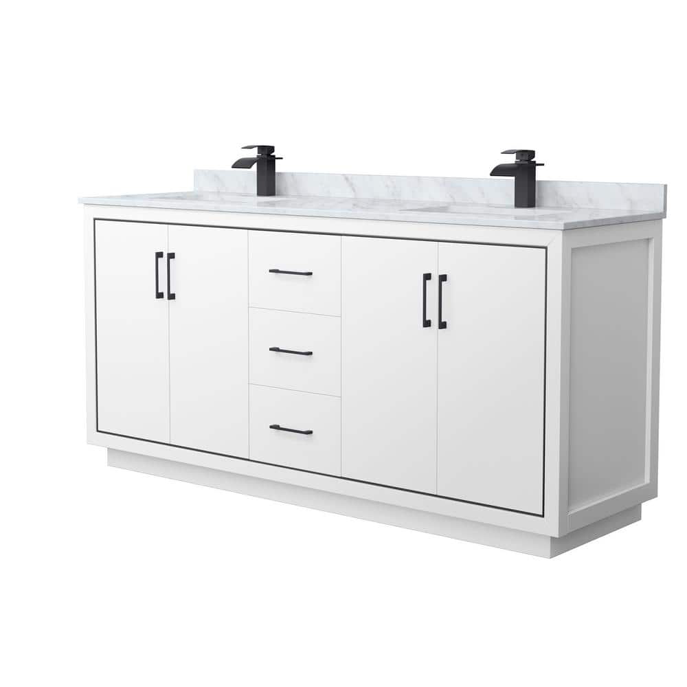Icon 72 in. W x 22 in. D x 35 in. H Double Bath Vanity in White with White Carrara Marble Top price history on PriceWatchPro