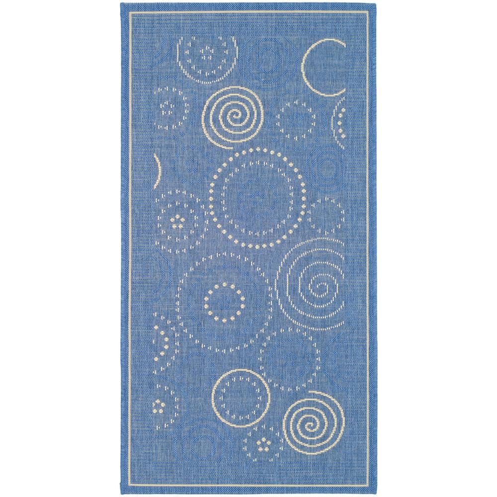 Blue Geometric Patterned Synthetic Outdoor Area Rug