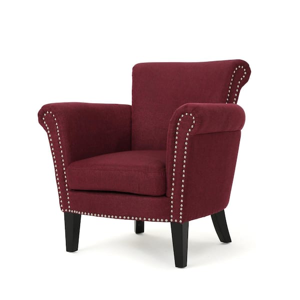 Christopher Knight Home Brice Club Chair Elegant Scroll Arm Design Nailhead Trim