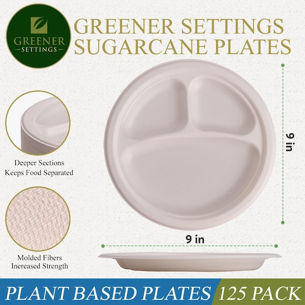 100% Compostable Disposable Paper Plates Bulk [9 50 Pack