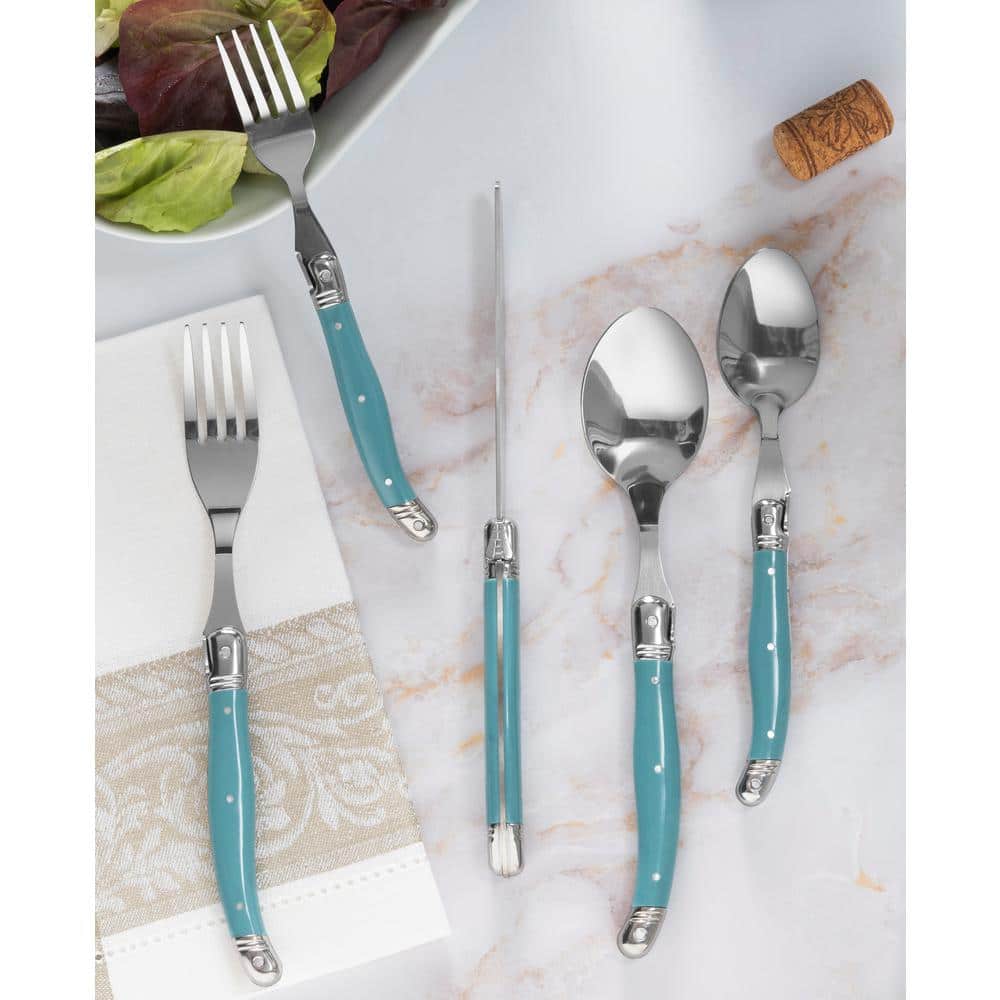 Aegean Teal Stainless Steel Flatware Set, Service for 4
