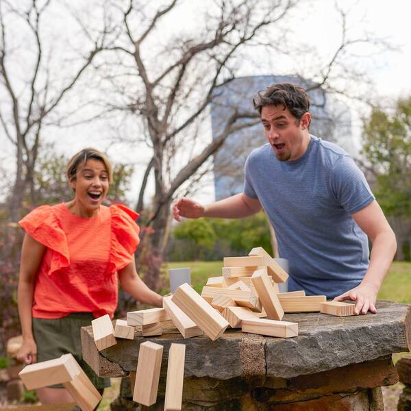 YARD GAMES Large Tumbling Timbers Wood Stacking Game with 56 Premium Pine  Blocks TIMBERS-003 - The Home Depot