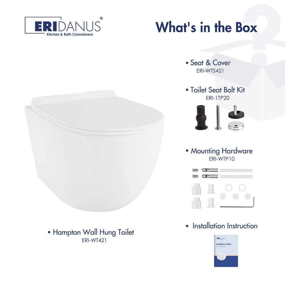 Hampton White Wall Mounted Dual Flush Toilet