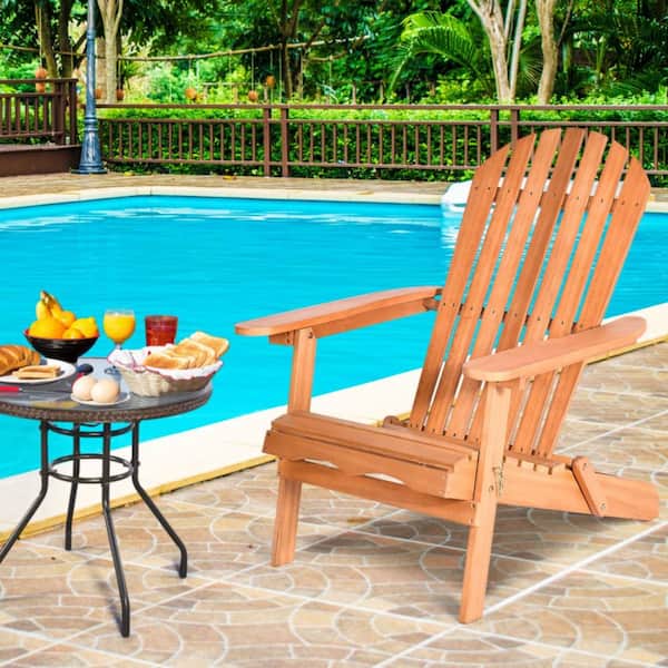 Eucalyptus Chair Foldable Wood Outdoor Lounger Chair (Set of 1)