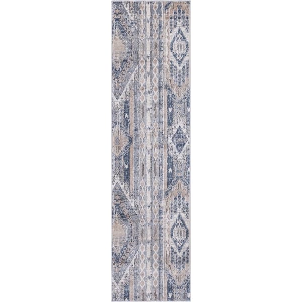 Unique Loom Portland Orford Navy/Tan 2 ft. 2 in. x 8 ft. Runner Rug