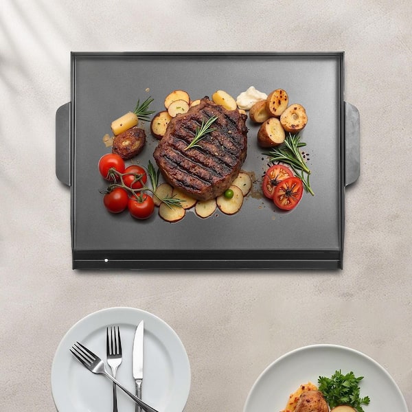 Carbon Steel Griddle, 22x16 in. Universal Flat Top Rectangular Plate, Portable Family Cookware
