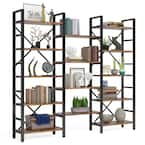 Tribesigns Earlimart 70.9 Vintage Brown Wood Triple Wide 5-Shelf ...