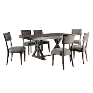 Leeds 7-Piece Dining Table Set in Gray Finish