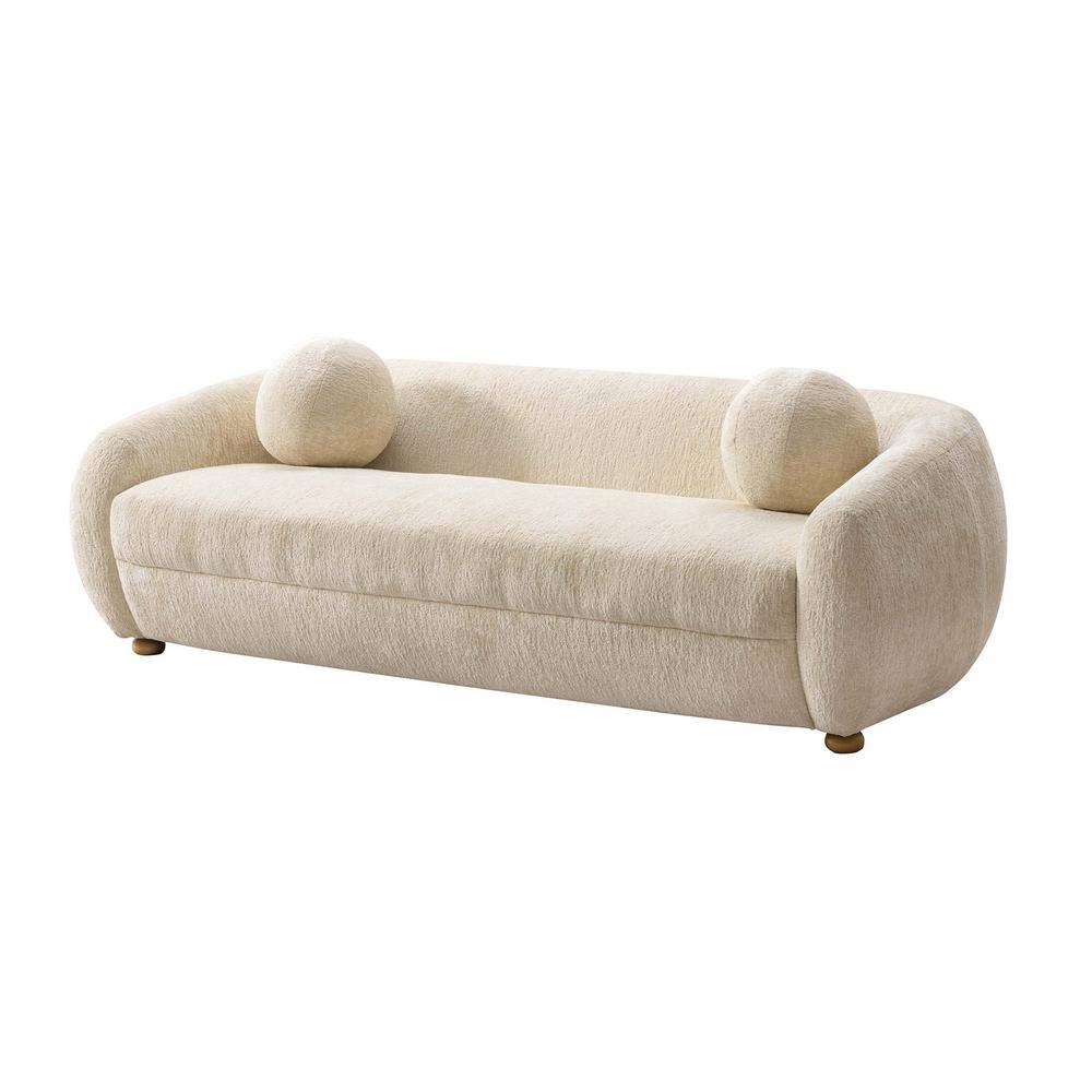Tribeca 86" Cream Chenille Sofa with Birch Wood Frame